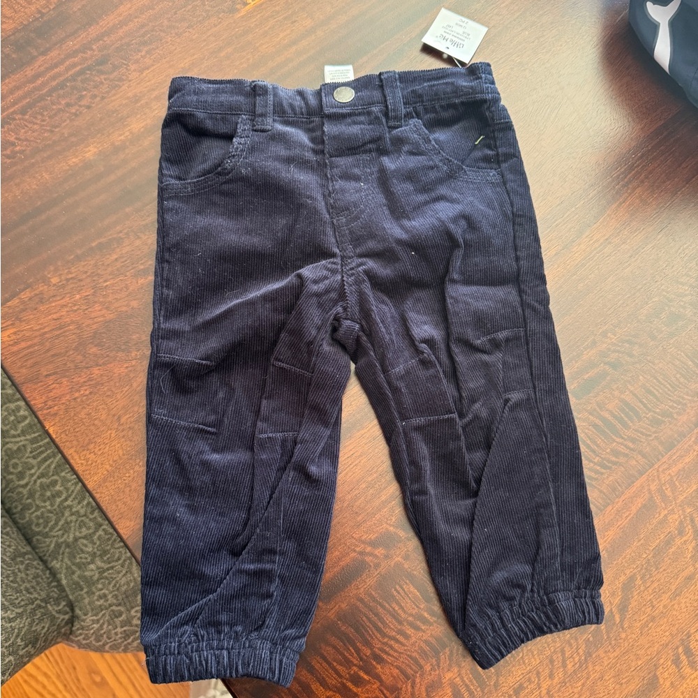 Little Me navy blue corduroy  style elastic waist pants 12m nwt